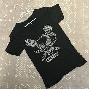 Obey V-neck Women’s T-Shirt (Medium)